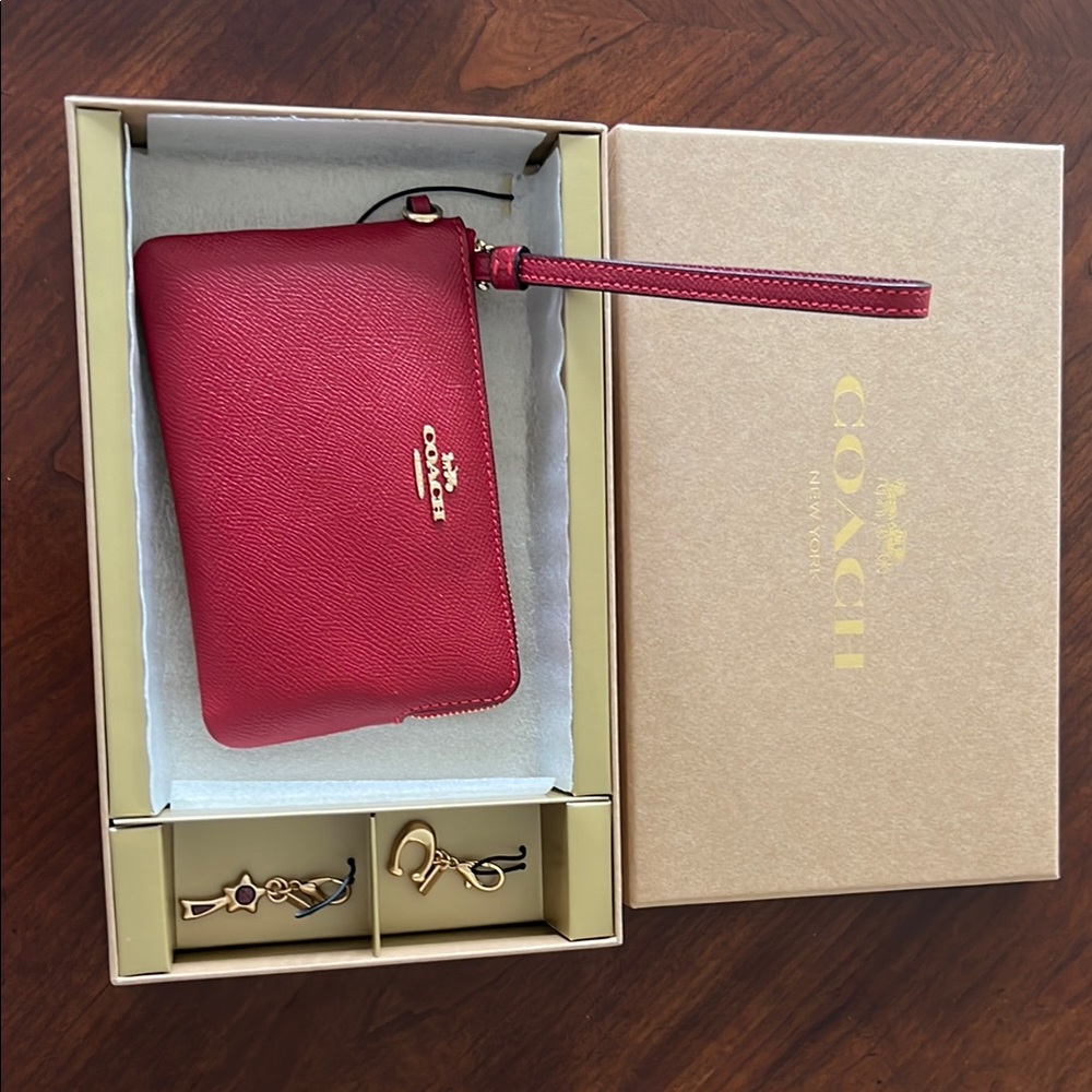 Coach Scarlet Wristlet with Gold Hardware